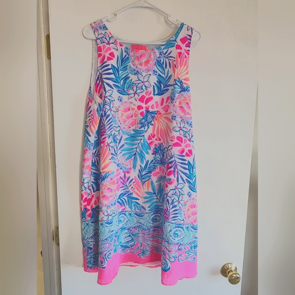 Lilly Pulitzer Jackie Silk Shift Dress In Resort White Rainforest Retreat XL